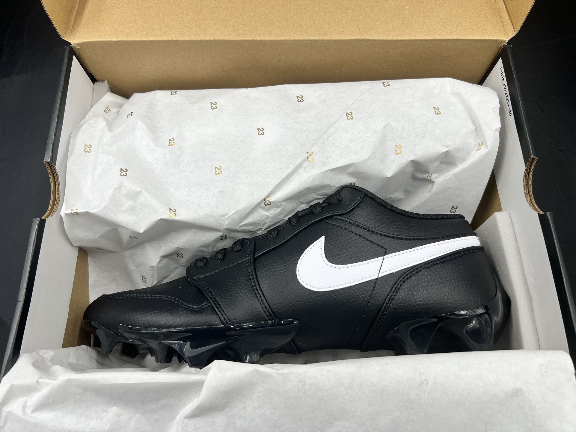 Jordan 1 Low TD Football Cleats Size 12 Black White New In Box