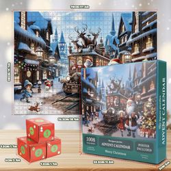 Christmas Puzzle Advent Calendar 2024, Christmas Jigsaw Puzzles for Kids and Adults- Dog's Christmas Advent Calendar Puzzle 24 Boxes 1008 Pieces Puzzl