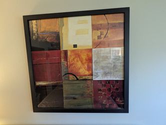 Large Framed Abstract Art Poster: "Compartments II" by Kurt Morrison - 38 x 38"