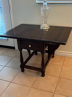 Dark Wood Drop-Leaf End Table