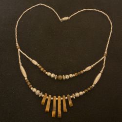 16”-18” SilverTone Necklace With Tiger’s Eye Beads And Accent Pendants 