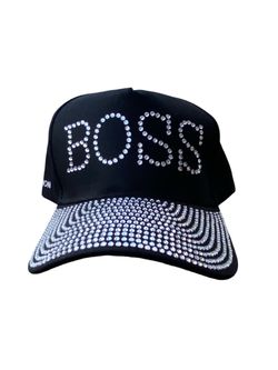Black BOSS Rhinestone Baseball Cap