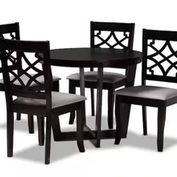 Tricia 5-Piece Grey and dark brown Dining Set