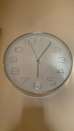 Round Wall Clock Silver and White