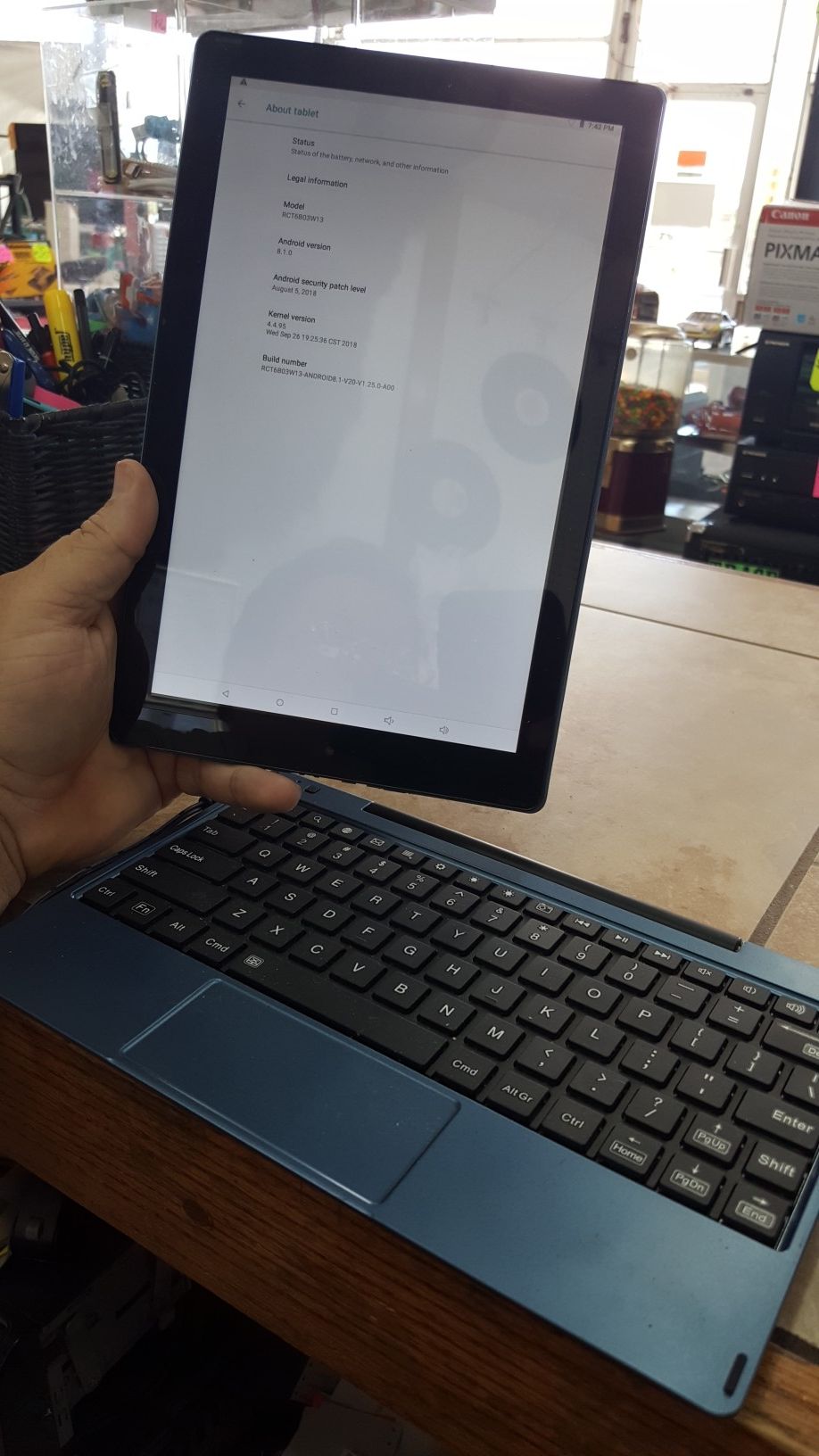 RCA Atlas 10 Tablet w/ Keyboard, 32 GB (Model RKTK03HB) Steel Blue