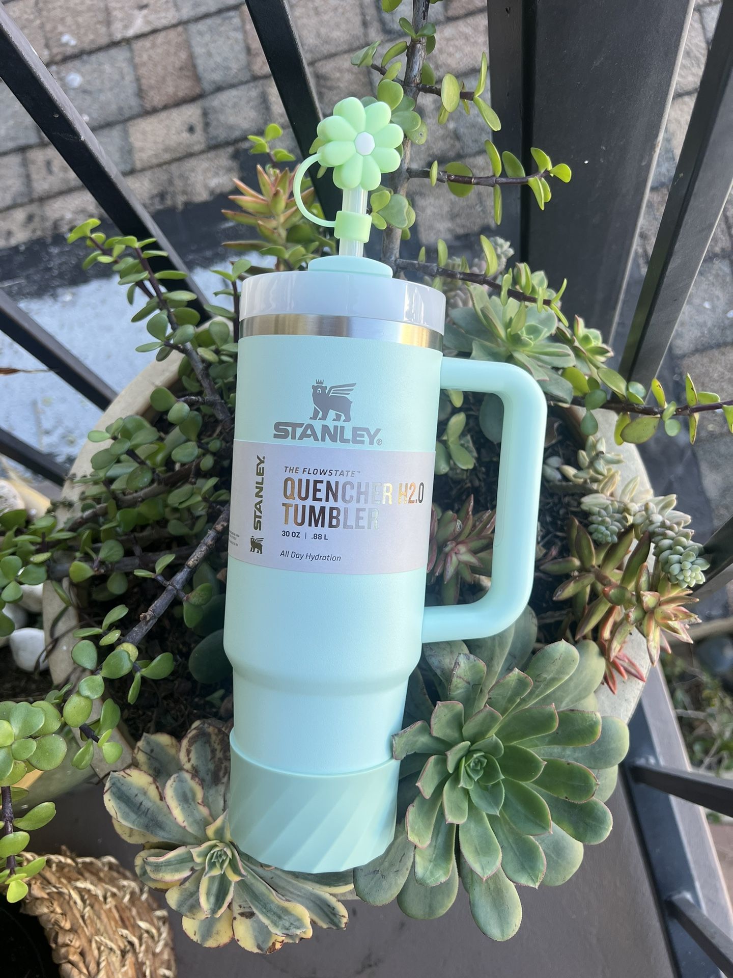 Stanley Mint 30oz Tumbler + Boot + Flower Straw Topper