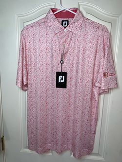 FootJoy Men's Pink Floral Print Golf Polo Shirt!