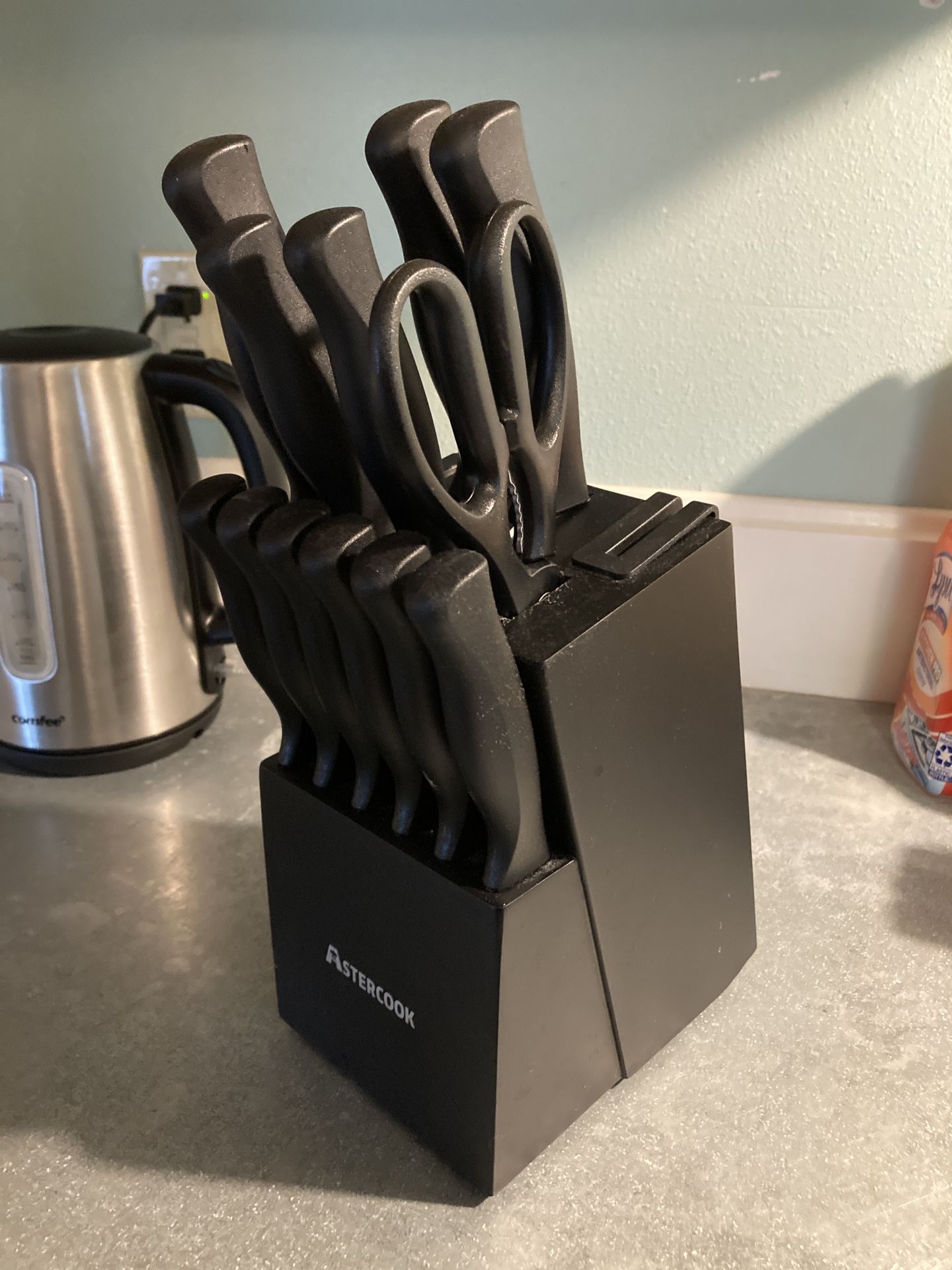 Knife Block And Set - Astercook Self Sharpening