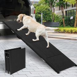 Deluxe Aluminium Pet Ramp – Portable Folding Dog Ramp for Cars, SUVs, and Beds – Non-Slip Surface for Large & Small Dogs – Supports Up to 150 lbs – Li