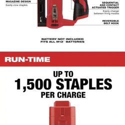 Millwaukie M12 Lithium-Ion Cordless 3/8 in. Crown Stapler (Tool + 1 Battery)