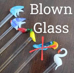 BEACHY BLOWN GLASS SWIZZLE STICKS BARWARE ($10/5-pc)