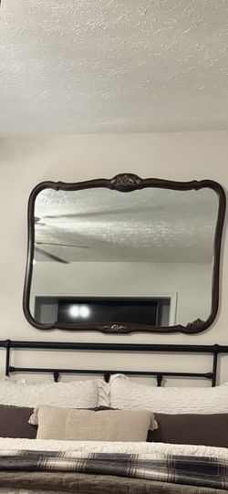 Antique Large Wood Mirror 