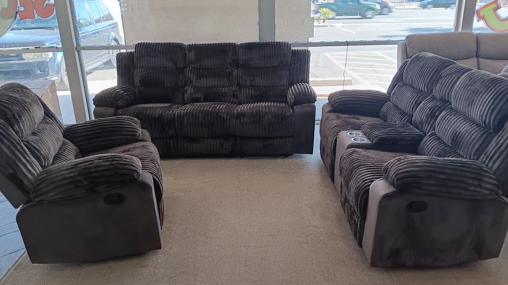Brown Corduroy Reclining Sofa/love Seat