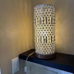 Woven Macrame Natural White Table Lamp 13”