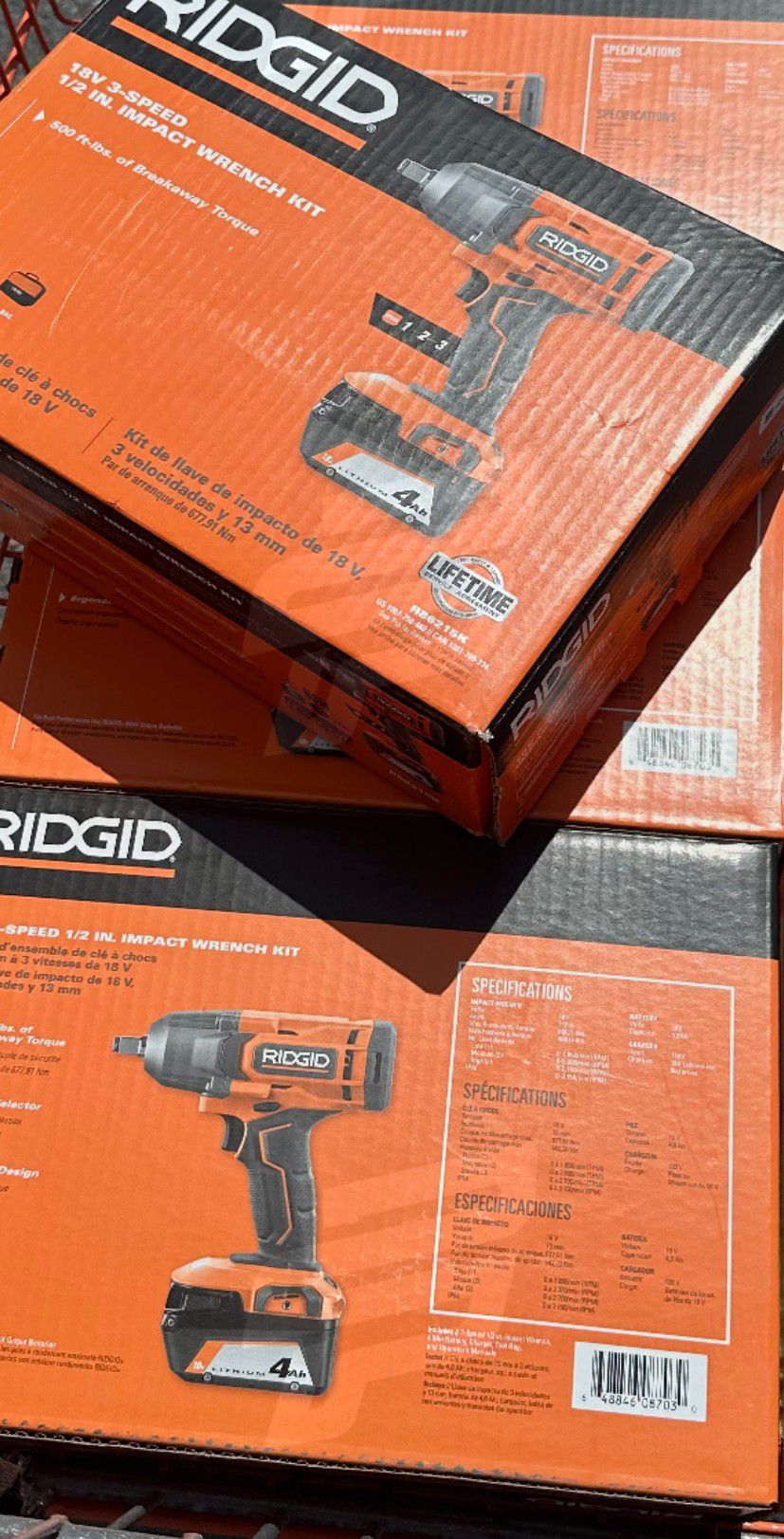 Ridgid 1/2" Impact Wrench Cordless 18V Battery Charger 