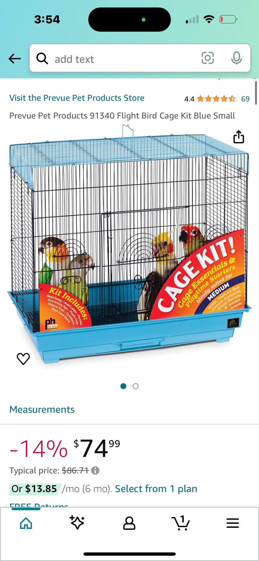 Prevue Pet Products 91340 Flight Bird Cage Kit Blue Small