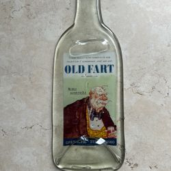 Vintage "Old Fart" Flattened Glass Bottle With Wall Hook