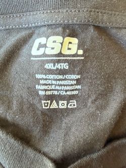 CSG Dark Black Cotton T-Shirt Size 4XL