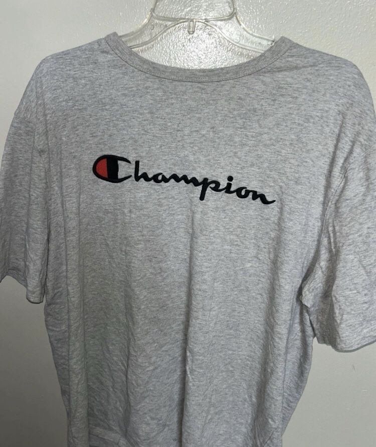 Champion Mens 2XL Gray Cotton T-Shirt