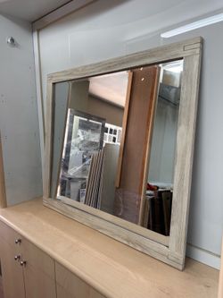 Whitewashed Farmhouse Mirror — 44” x 39” — Display Unit — $65