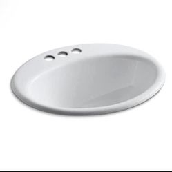 KOHLER K-2905-4-0 Farmington Self-Rimming Bathroom Sink, White *New*