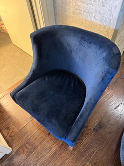 Navy Blue Velvet Barrel Accent Chair