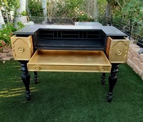 Victorian Black and Gold Writing Desk with Drawers