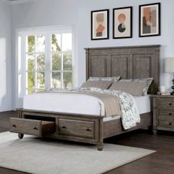 Furniture of America - Durango Queen Bed Frame in Warm Gray ( Bed Frame Only )