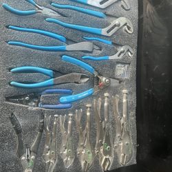 Set Of Channel lock And Vice grips With Crimping Pliers included 