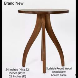 Brand New Surf  Wood Knock Dow Accent Table 
