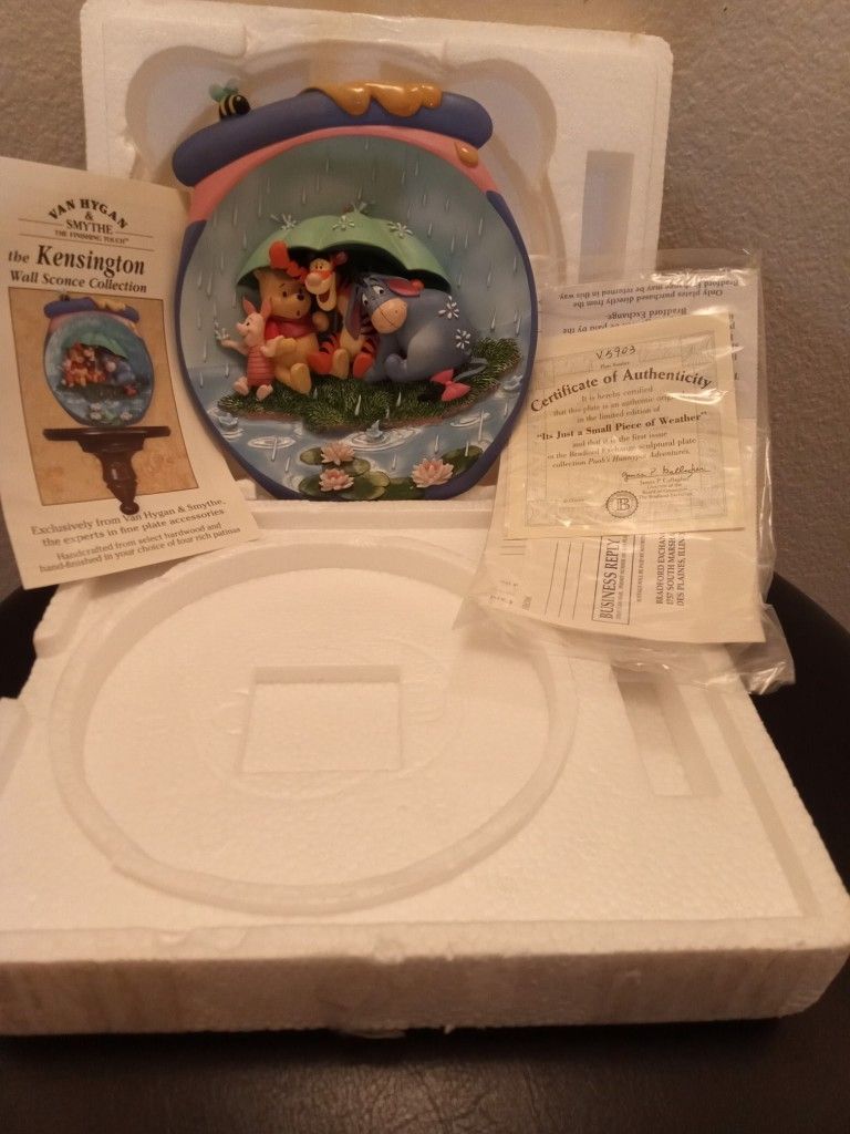 "It's Just A Small Piece Of Weather" , First Issue In Bradford Exchange Plate Collection, " Pooh's Hunny Pot Adventures, Limited Edition, Oct 31, 1994