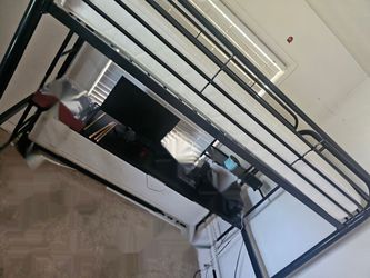 Metal twin bunk bed with Desk