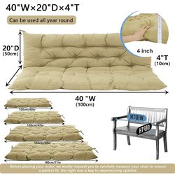 2-Seat Porch Swing Cushion with Backrest, Waterproof Outdoor Patio Cushion, 4” Thick with Ties, Beige, 40” x 40”