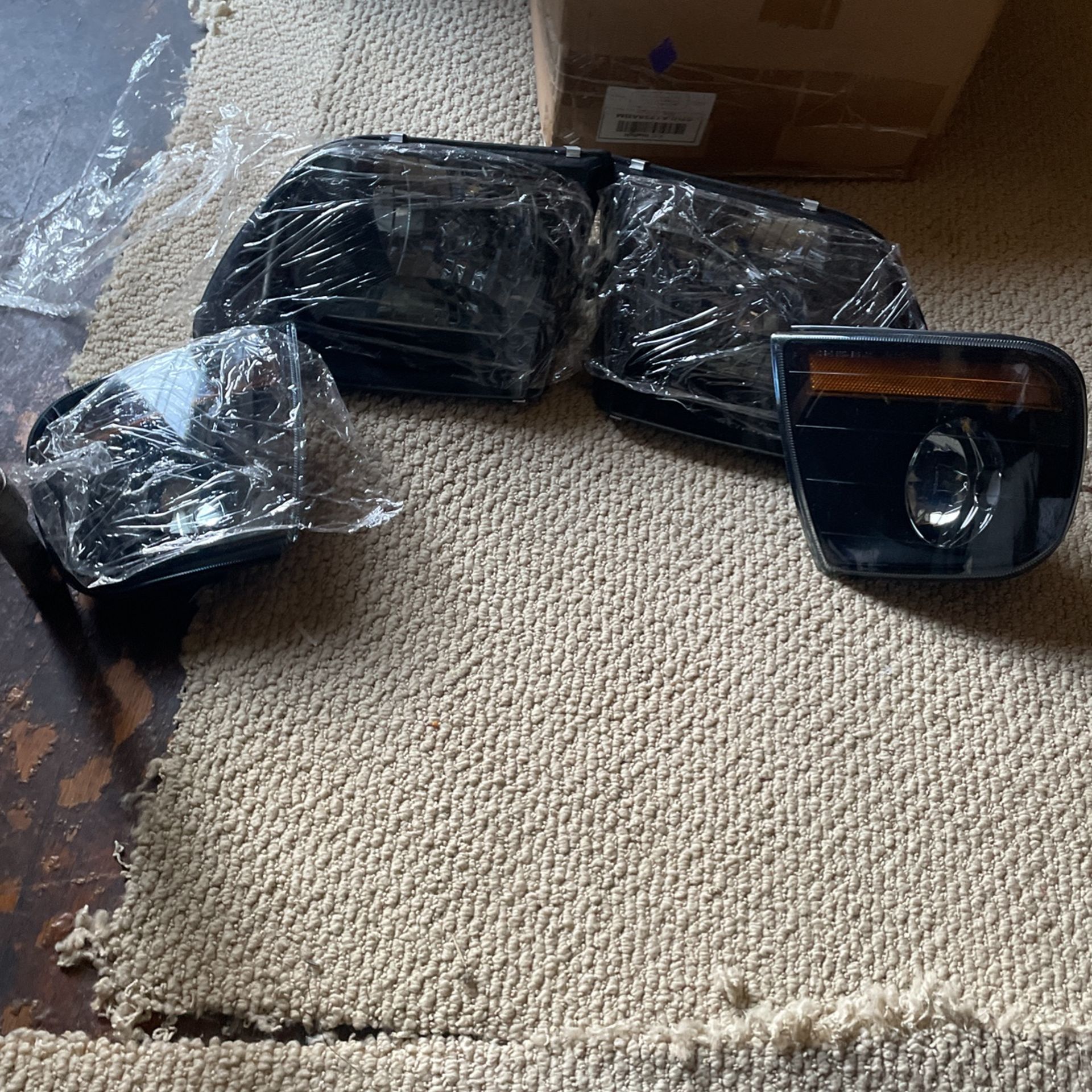 96-01 Ford Truck New Smoke Black Head Lamps