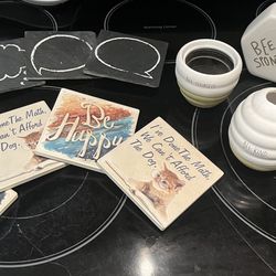 Lot of Bee Themed Planter/Decor and 2 Sets of Coasters