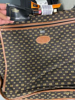 Vintage Meridien Carte Noire Patterned Folding Garment Bag Suit Carrier