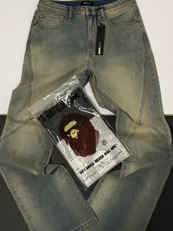 Stacked jeans X bape shirt bundle π²