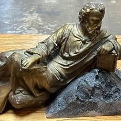 Vintage Brass Over Cast Iron Plato Greek Philosopher Figurine