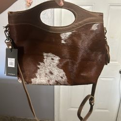 Myra Womens Western Cowhide Purse Medium Brown Shoulder Snap 13.5 x 11 x 4.5 in