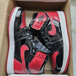 Nike Air Jordan 1 Retro High OG Men's Size 8.5 Bred Patent Open Box New No Original Box 