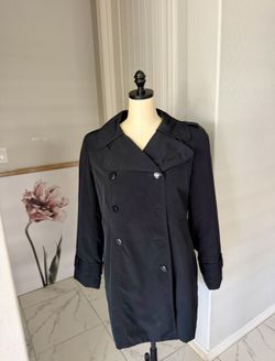 Classic Black Double-Breasted Trench Coat / Raincoat Size X L
