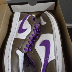 Size 10 Brown/purple Nike Air Jordan 1 Low