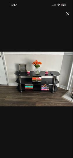 3-Tier Black Glass Console Stand