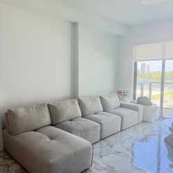 Grey 4 Piece Sectional Couch + Coffe Table 