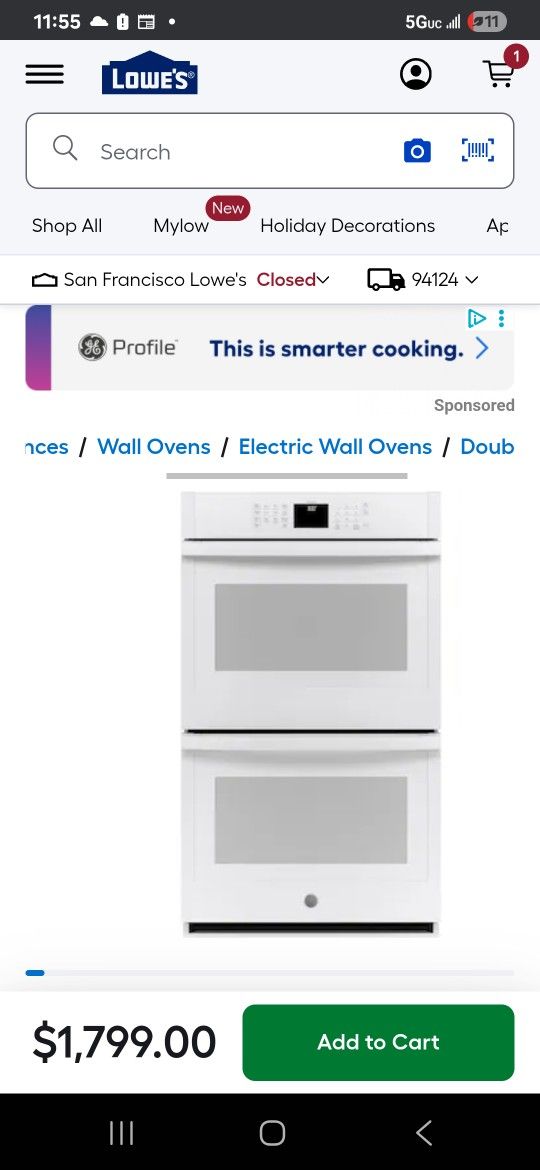 White Ge Double Oven