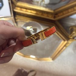Hermes Orange/gold Bracelet 