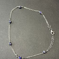 Silver Evil Eye Anklet 