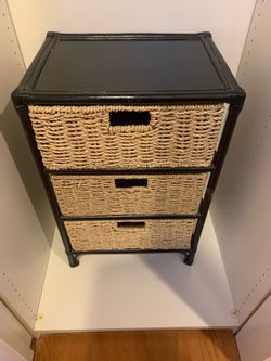 3-Drawer Wicker Storage Unit / Rattan Basket Organizer