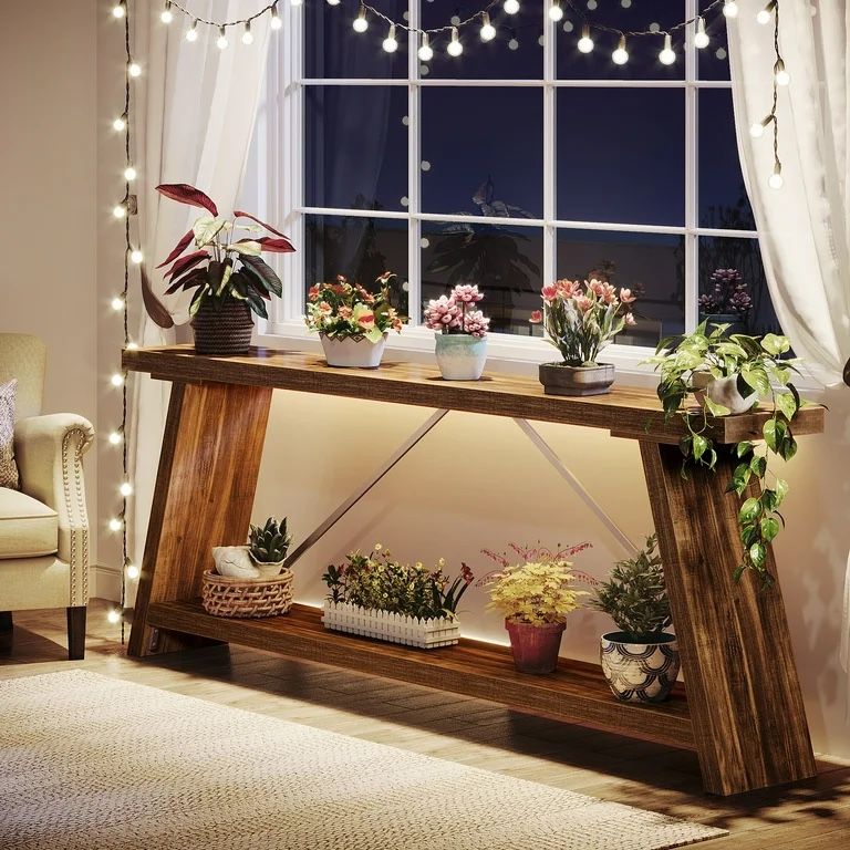 70.9" Extra Long Sofa Table, Wood Console Table Behind Couch for Living Room, Dark Walnut