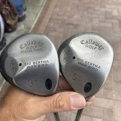 callaway Big Bertha 3+ and 5 wood in right hand  Graphite shafts RCH 96